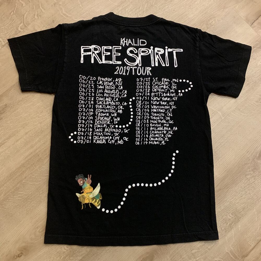 KHALID 2019 Free Spirit Tour T-Shirt Men's Small S Concert R&B Hip Hop Tee Black